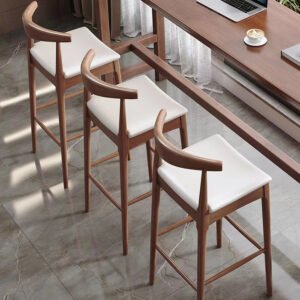 Alternative view of Nordic-style Minimalist Solid Wood Stool Home Cow-horn Chair
