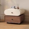 Light-luxury High-end Cream-toned Solid Wood Vintage Bedside Table
