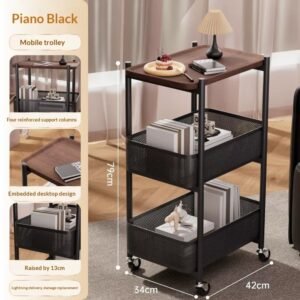 Vintage Small Cart Storage Rack, Floor Standing Snack Storage Rack, Foldable Storage Rack, Bedside Table, Sofa Side, Coffee Table