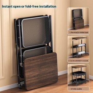 Alternative view of Vintage Small Cart Storage Rack, Floor Standing Snack Storage Rack, Foldable Storage Rack, Bedside Table, Sofa Side, Coffee Table