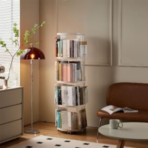 360-degree Rotating Bookshelf Transparent Bookcase Children's Picture Book Storage Rack