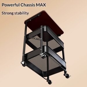 Alternative view of Vintage Small Cart Storage Rack, Floor Standing Snack Storage Rack, Foldable Storage Rack, Bedside Table, Sofa Side, Coffee Table